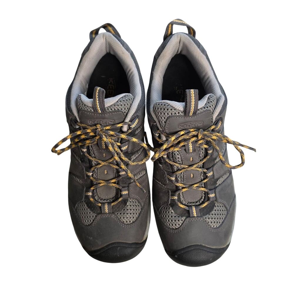 Keen Shoes Mens 11 Gray Leather Hiking Sneakers Trail Walking Outdoor Non Slip - Picture 2 of 11